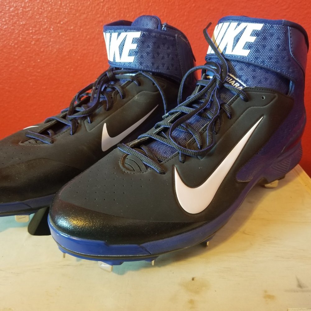 NIKE 599235-014 BLUE/BLACK HUARACHE PRO METAL BASEBALL CLEATS MEN'S SIZE US 15